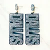 Team Colors - Silver Glitter DALLAS Earrings over Navy with Navy BC Logo Top-Brianna Cannon Fashion