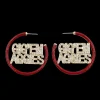 Texas A&M GIG'EM Maroon Pavé Hoop Earrings-Brianna Cannon Fashion