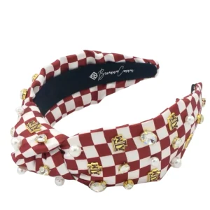 Texas A&M Maroon & White Checkerboard Texas A&M Logo Headband-Brianna Cannon Sale