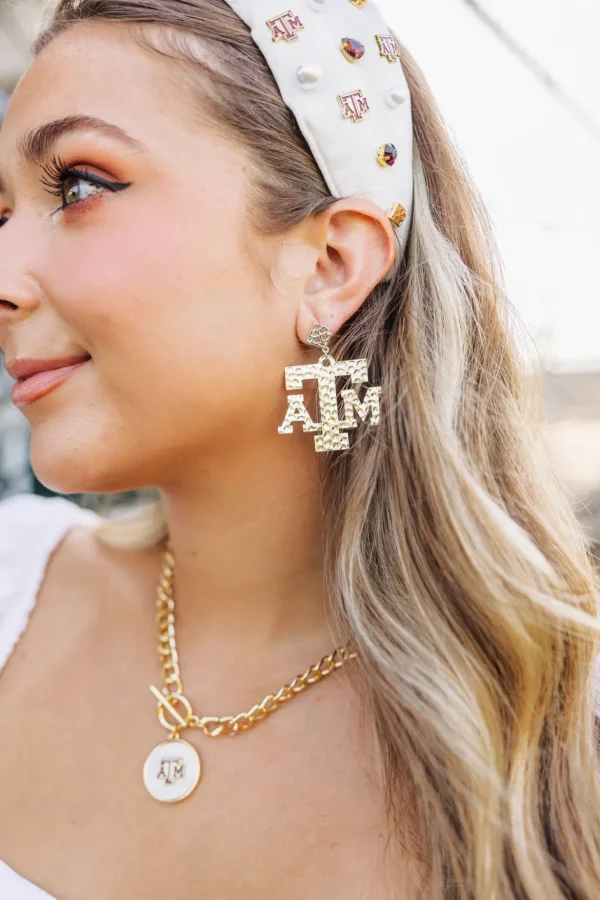 Texas A&M Silver Logo Earring with BC Logo-Brianna Cannon Best