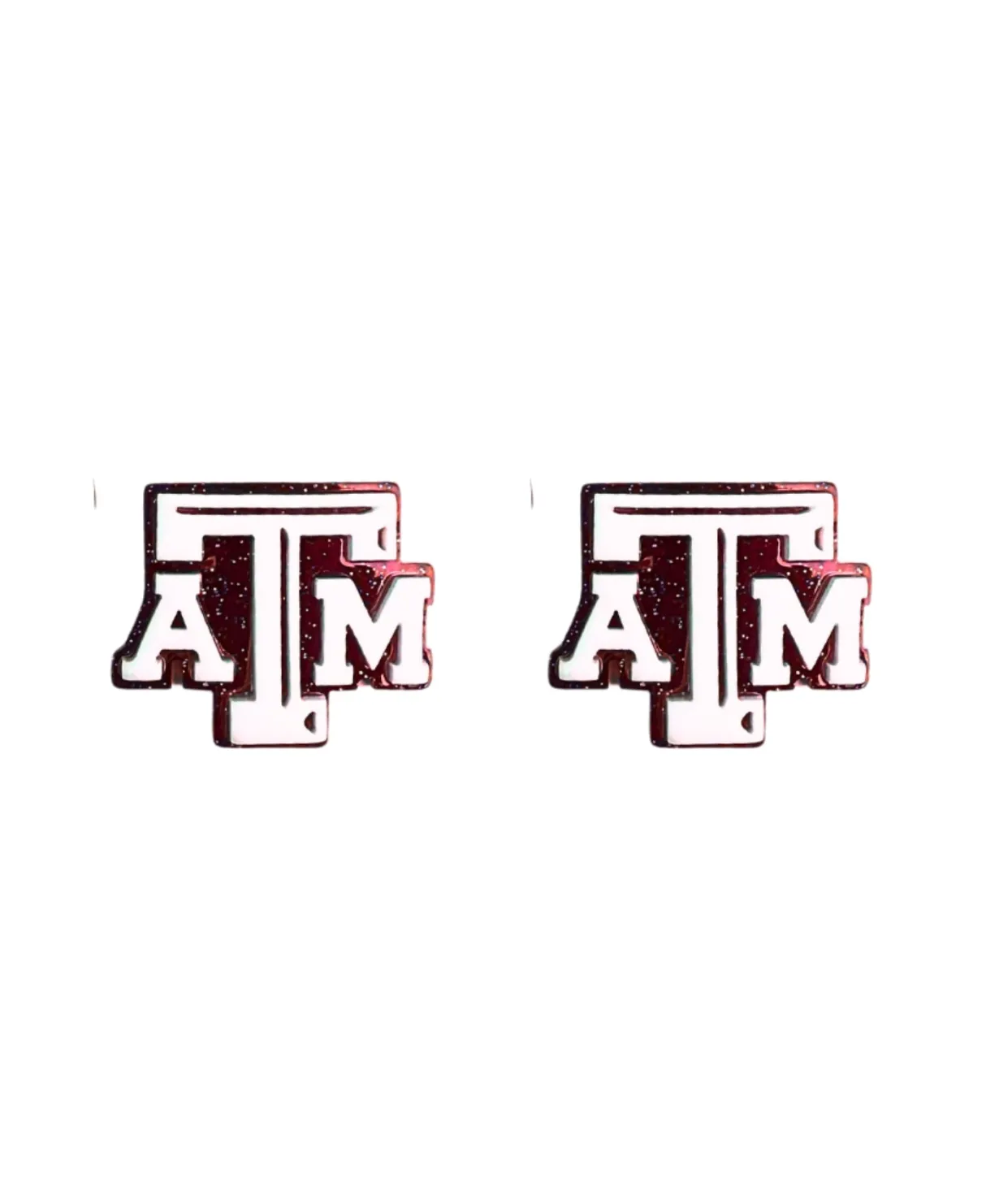 texas_am_white__maroon_gl_0.webp Texas A&M White & Maroon Glitter A&M Logo Studs-Brianna Cannon Fashion