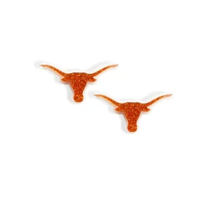 Texas Burnt Orange Glitter Longhorn Studs-Brianna Cannon Clearance