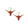 Texas Burnt Orange Glitter Mini Longhorn Earrings-Brianna Cannon Sale