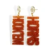 Texas Burnt Orange Glitter HOOK'EM HORNS Earrings-Brianna Cannon Fashion