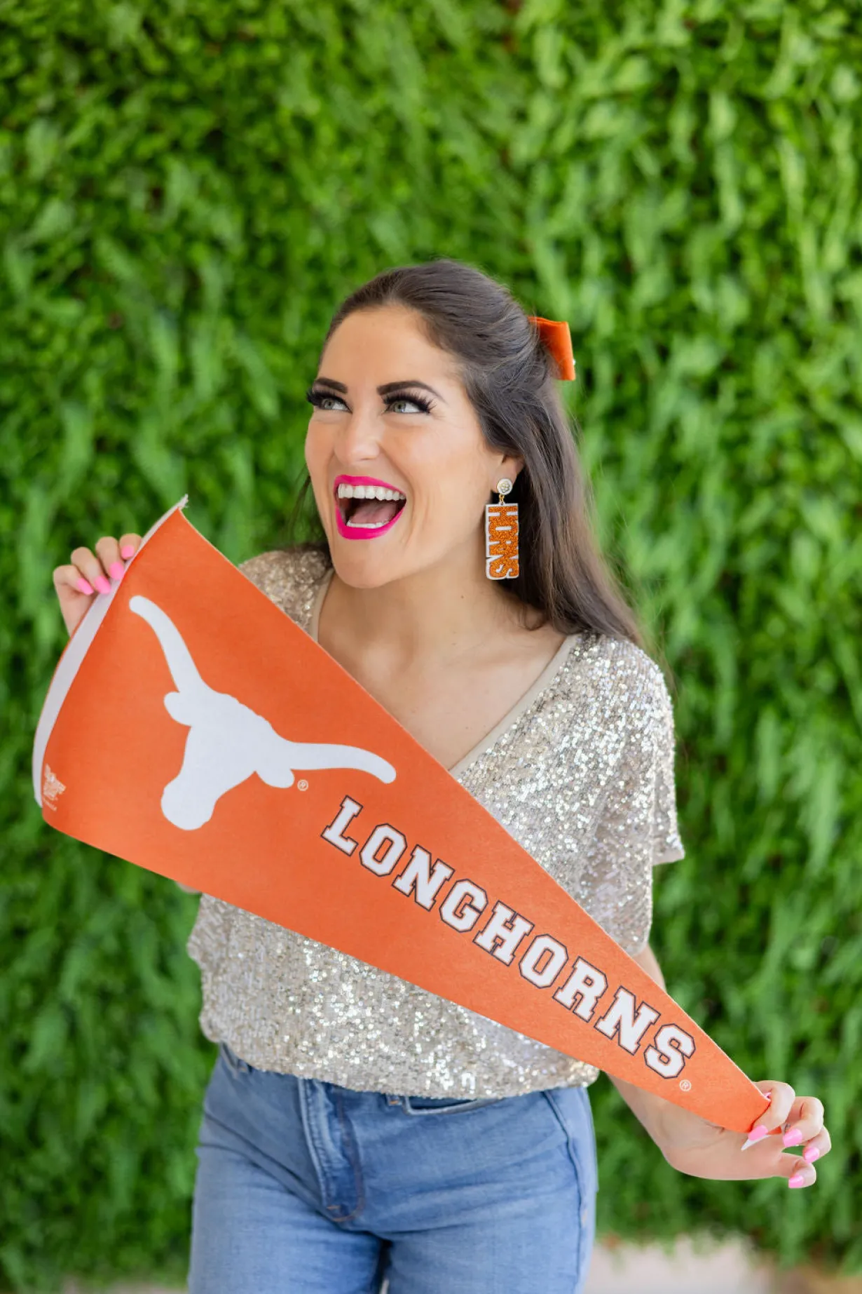 texas_burnt_orange_glitte_2.webp Texas Burnt Orange Glitter HOOK'EM HORNS Earrings-Brianna Cannon Fashion