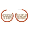 Texas Burnt Orange Pavé Hoop Earrings-Brianna Cannon Best