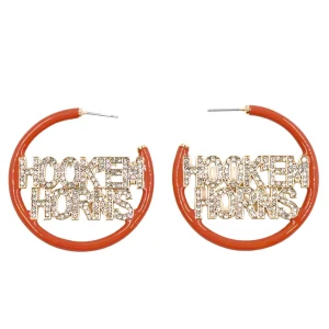 Texas Burnt Orange Pavé Hoop Earrings-Brianna Cannon Best