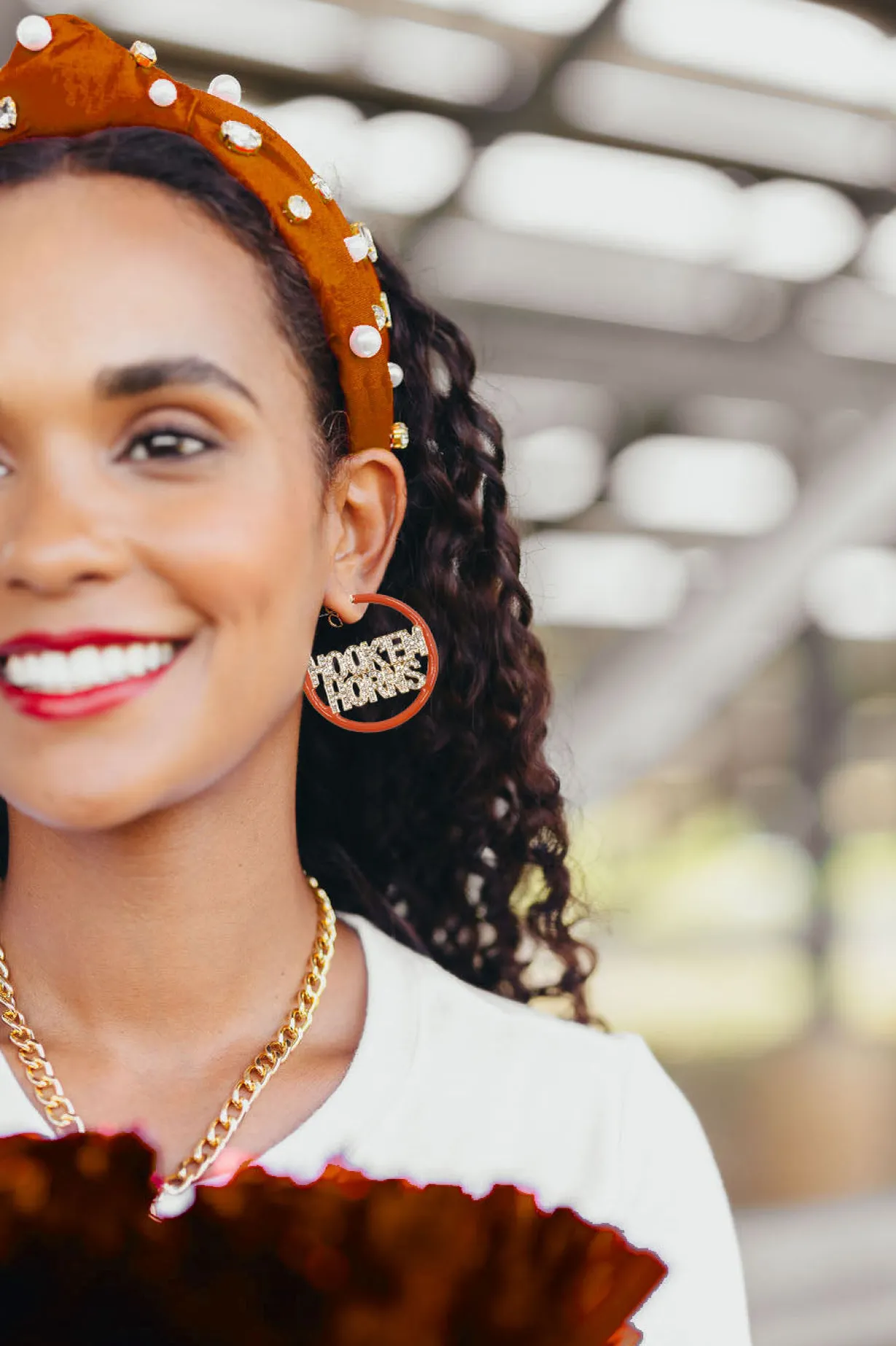 texas_burnt_orange_pav_ho_1.webp Texas Burnt Orange Pavé Hoop Earrings-Brianna Cannon Best