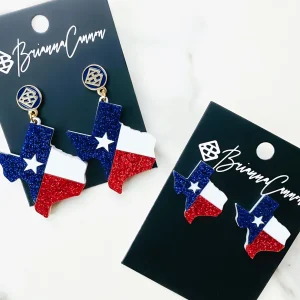 Texas Proud - Red, White, and Blue Shape of Texas Flag Earrings (2 SIZES)-Brianna Cannon New