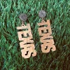 Texas Proud Gold "Texas" Earrings with Silver Druzy-Brianna Cannon Discount