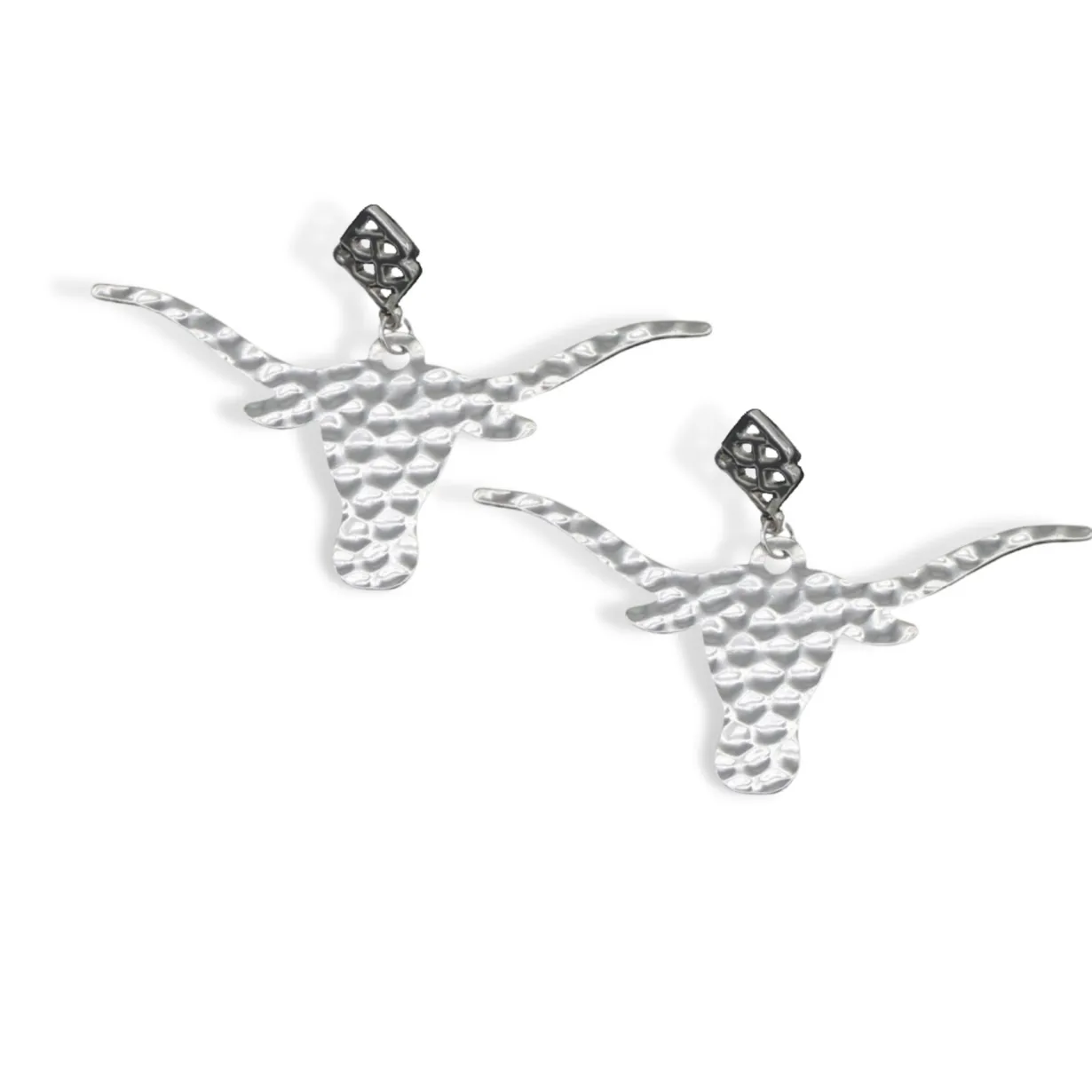 texas_silver_longhorn_ear_0.webp Texas Silver Longhorn Earring with BC Logo-Brianna Cannon Discount