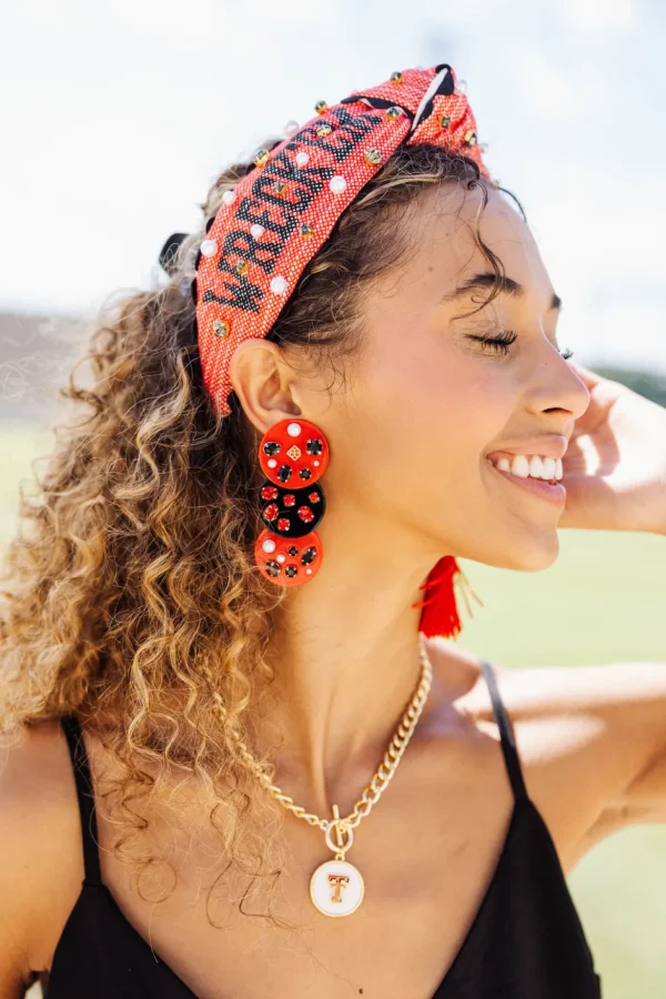 Texas Tech Adult Size WRECK'EM TECH Cross Stitch Headband-Brianna Cannon New