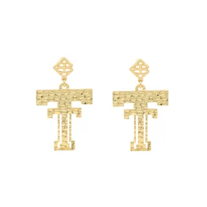 Texas Tech Gold Logo Earring with BC Logo-Brianna Cannon Sale
