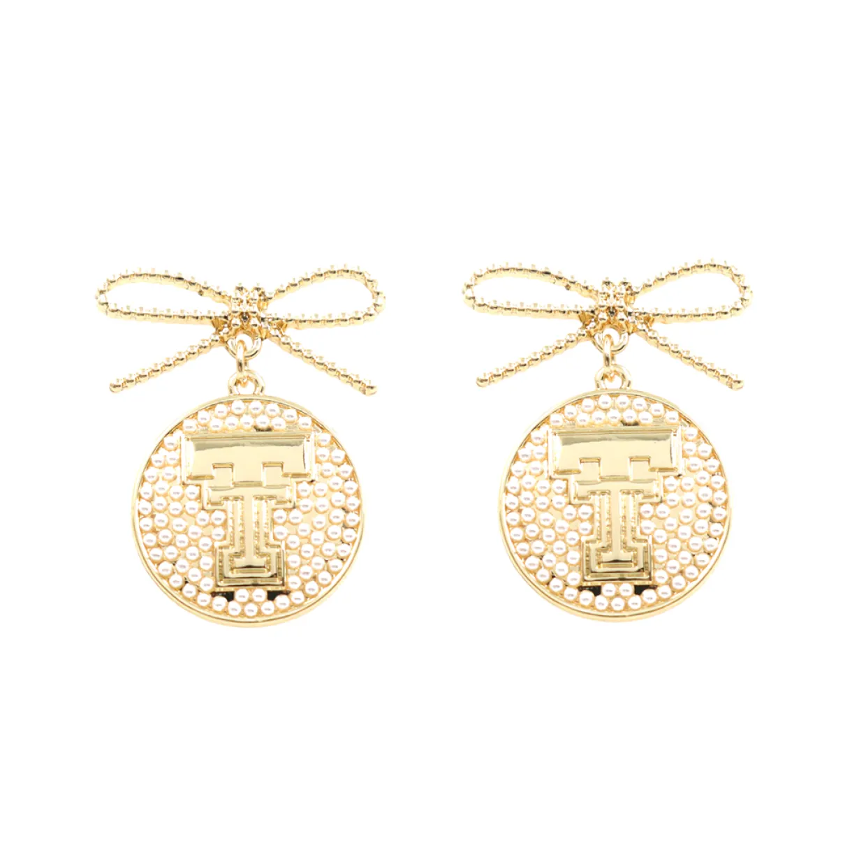 texas_tech_logo_pearl_med_0.webp Texas Tech Logo Pearl Medallion Earring-Brianna Cannon Outlet