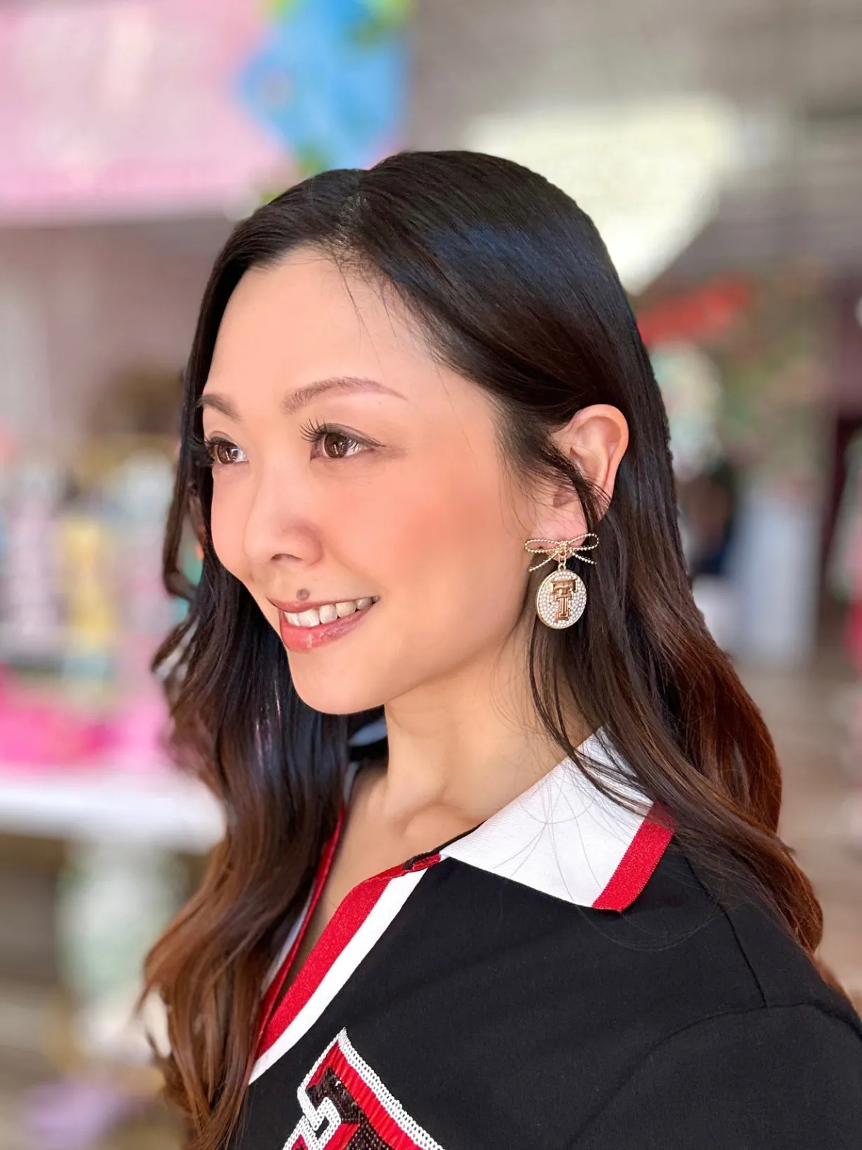 texas_tech_logo_pearl_med_1.webp Texas Tech Logo Pearl Medallion Earring-Brianna Cannon Outlet