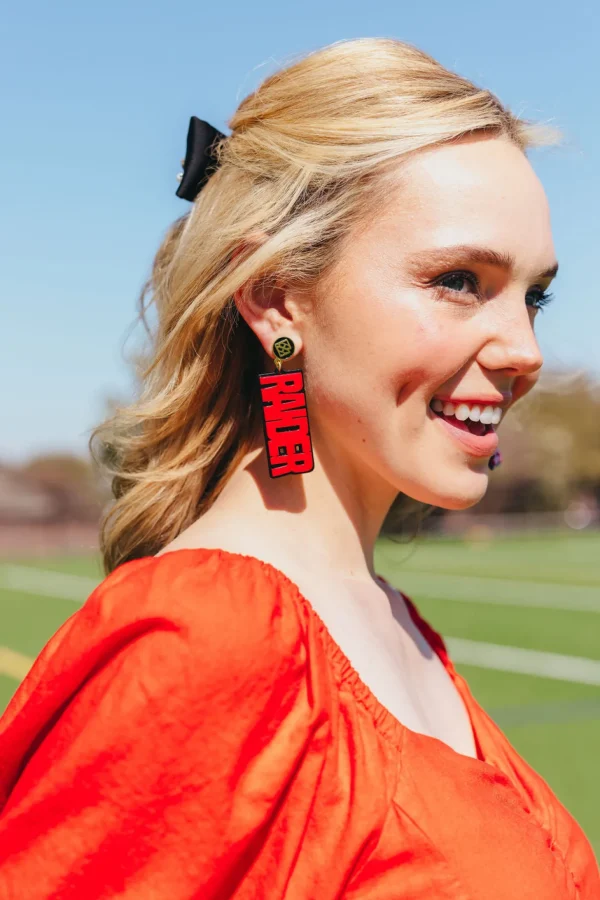 Texas Tech Red and Black RAIDER POWER Earrings-Brianna Cannon Clearance