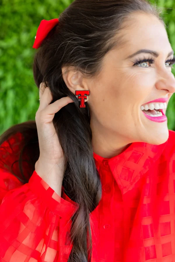 Texas Tech Red and Black Vintage Double T Studs-Brianna Cannon Sale