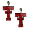 Texas Tech Red Glitter Vintage Double T Earrings-Brianna Cannon Clearance
