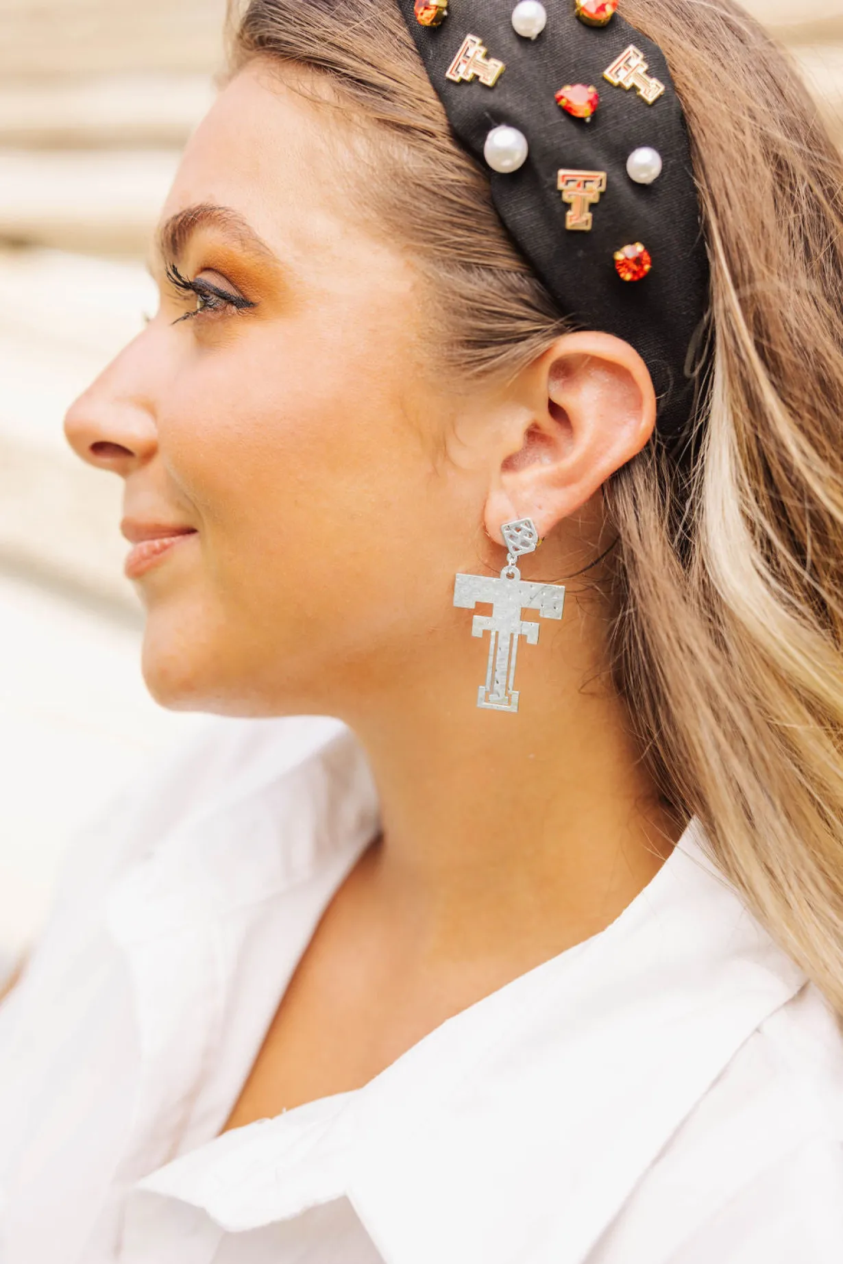 texas_tech_silver_logo_ea_1.webp Texas Tech Silver Logo Earring with BC Logo-Brianna Cannon Clearance
