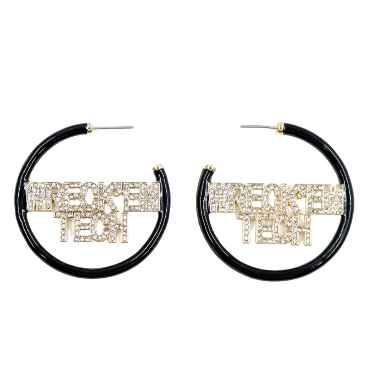 texas_tech_wreckem_black__0.webp Texas Tech WRECK'EM Black Pavé Hoop Earrings-Brianna Cannon Sale