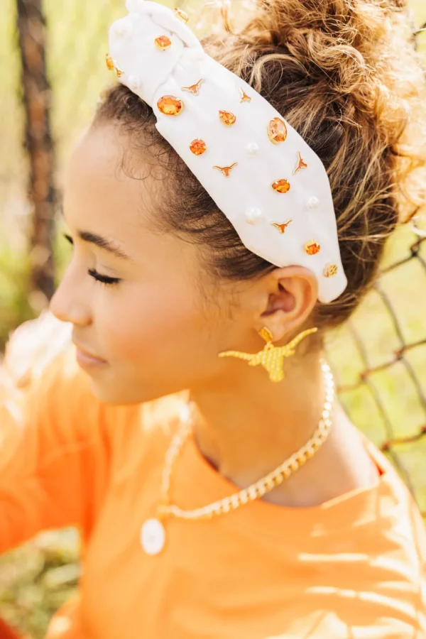 Texas White Logo Headband-Brianna Cannon Outlet