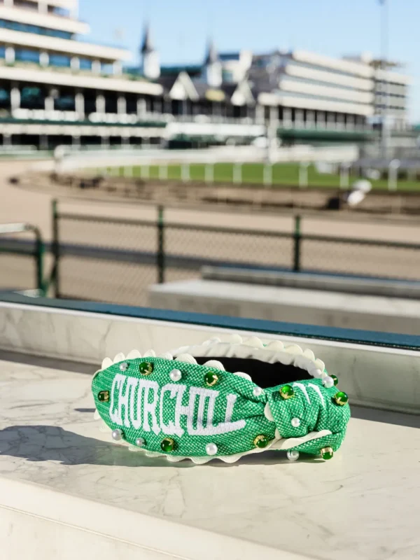 150th Anniversary Kentucky Derby Green Churchill Downs Cross Stitch Headband-Brianna Cannon Clearance