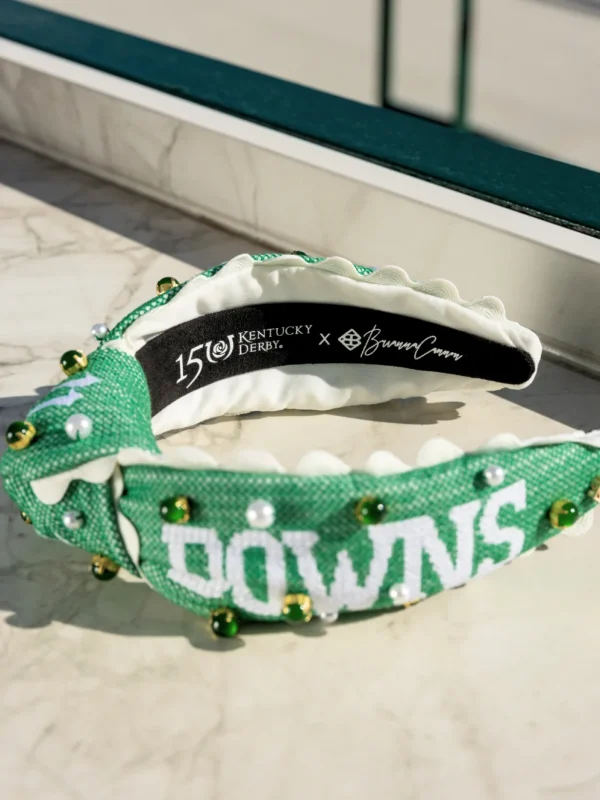 150th Anniversary Kentucky Derby Green Churchill Downs Cross Stitch Headband-Brianna Cannon Clearance