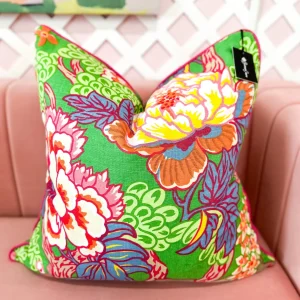 Thibaut Designer Pillow Cover - Honshu in Green with Crosby Cord-Brianna Cannon Clearance