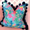 Thibaut Designer Pillow Cover - Central Park in Pink with Jumbo Pom Trim-Brianna Cannon Fashion