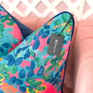 Thibaut Designer Pillow Cover - Central Park in Pink with Navy Cord-Brianna Cannon Outlet