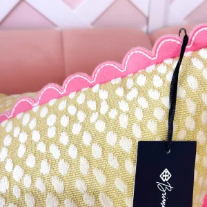 Thibaut Designer Pillow Cover - Spot On in Citron with Pink Pippa Trim-Brianna Cannon Discount
