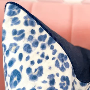 Thibaut Designer Pillow Cover - Panthera in Navy with Navy Cord-Brianna Cannon New