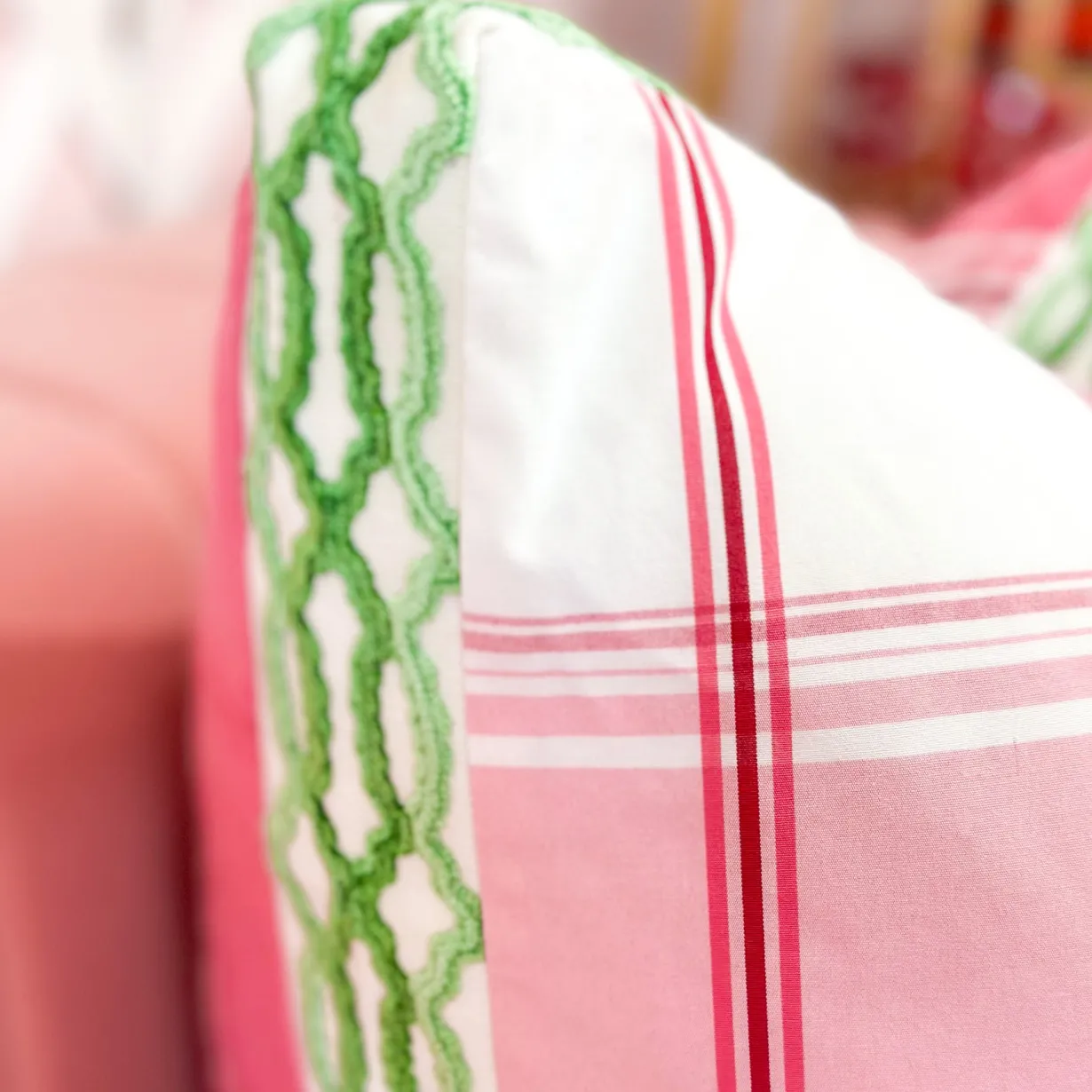 thibaut_designer_pillow_c_2-2.webp Thibaut Designer Pillow Cover - New England Plaid in Raspberry with Hartney Trim-Brianna Cannon Best