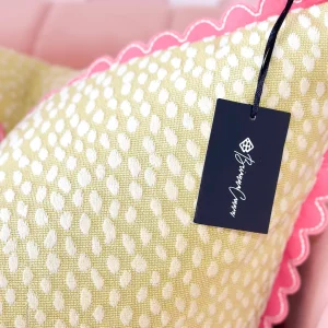 Thibaut Designer Pillow Cover - Spot On in Citron with Pink Pippa Trim-Brianna Cannon Discount