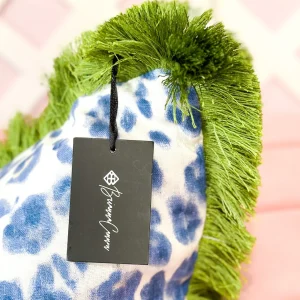 Thibaut Designer Pillow Cover - Panthera in Navy with Green Brush Trim-Brianna Cannon Fashion