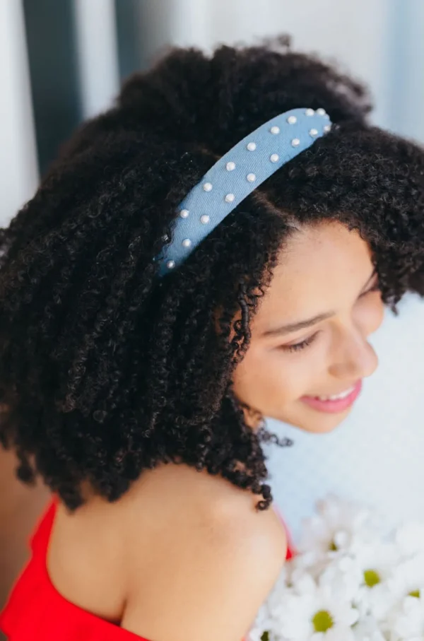 Thin Denim & Pearls Headband-Brianna Cannon New