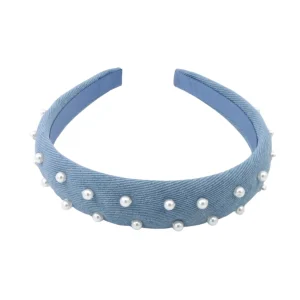 Thin Denim & Pearls Headband-Brianna Cannon New