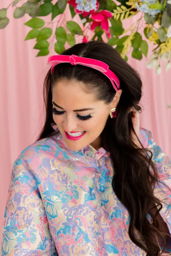 Thin Hot Pink Ribbon Bow Headband-Brianna Cannon Hot