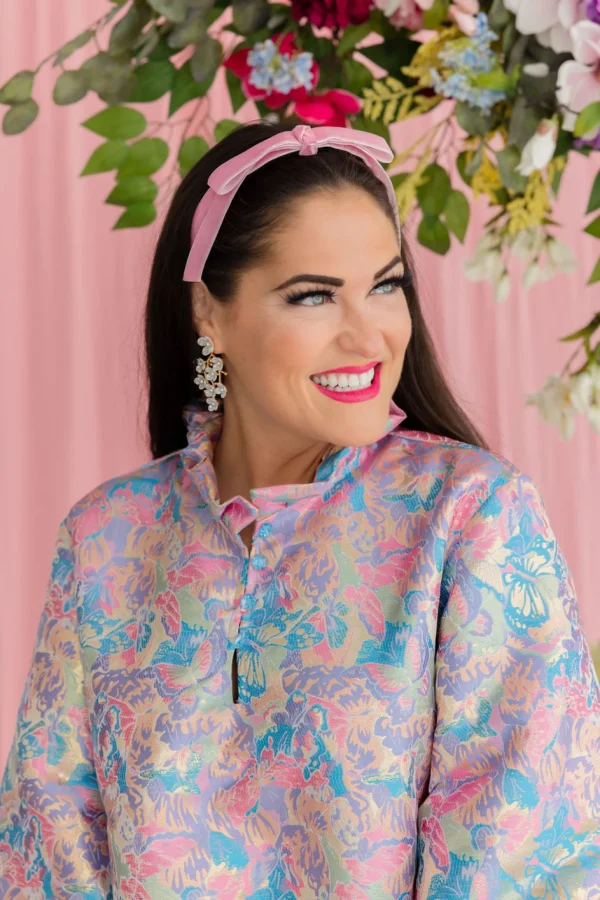 Thin Light Pink Ribbon Bow Headband-Brianna Cannon Outlet