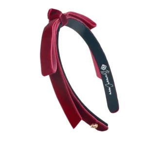 Thin Maroon Velvet Ribbon Bow Headband-Brianna Cannon Discount