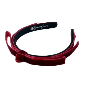 Thin Maroon Velvet Ribbon Bow Headband-Brianna Cannon Discount