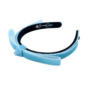 Thin Pastel Blue Velvet Ribbon Bow Headband-Brianna Cannon Hot