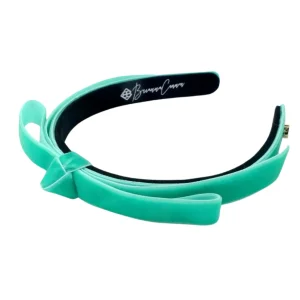Thin Turquoise Velvet Ribbon Bow Headband-Brianna Cannon Sale