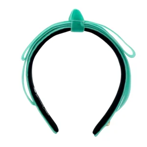 Thin Turquoise Velvet Ribbon Bow Headband-Brianna Cannon Sale