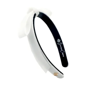 Thin White Velvet Ribbon Bow Headband-Brianna Cannon Discount