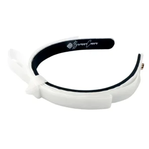 Thin White Velvet Ribbon Bow Headband-Brianna Cannon Discount