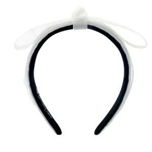 Thin White Velvet Ribbon Bow Headband-Brianna Cannon Discount