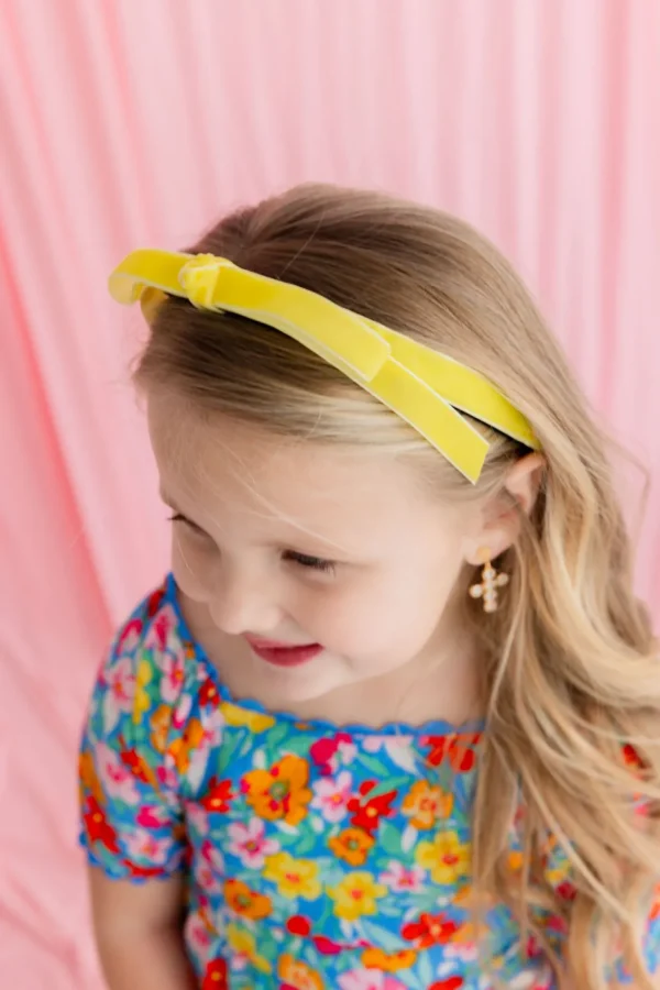 Thin Yellow Velvet Ribbon Bow Headband-Brianna Cannon New