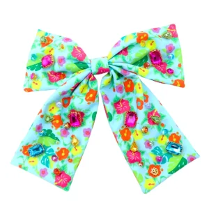 Tropics Floral Bow Barrette With Crystals-Brianna Cannon Clearance