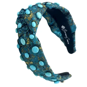 Turquoise & Gold Headband with Turquoise Stones-Brianna Cannon Clearance